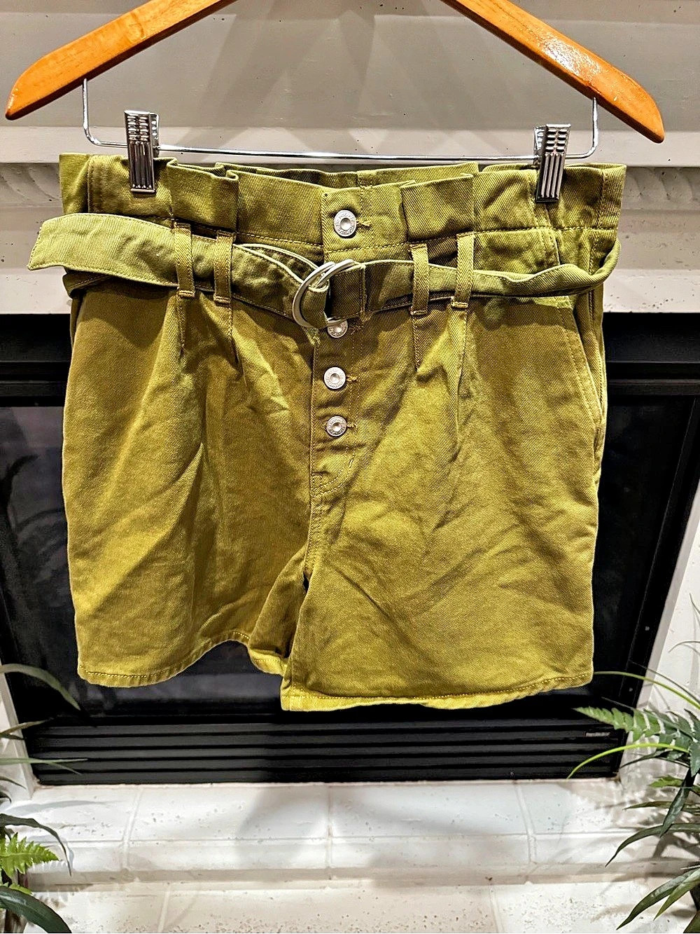 Free People Cindy Utility Paper Bag Shorts in Green